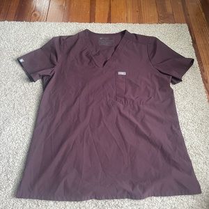 Figs chocolate brown scrub top size medium